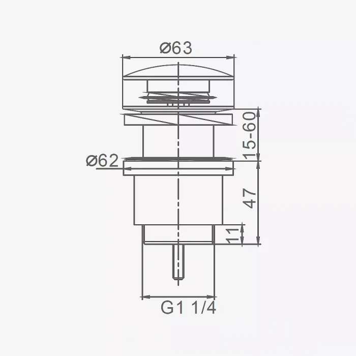 F62-9 донний клапан автомат Ø41мм 1 1/4 (сірий Gungrey) {50}
