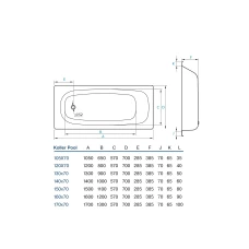 Ванна 150х70 сталь 2,5 мм, б/ног KOLLER POOL