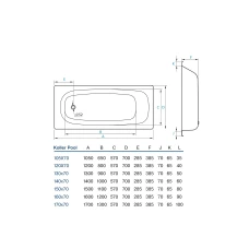 Ванна 150х70 сталь 2,5 мм, б/ног KOLLER  POOL