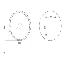 Дзеркало Lidz Latwa 140.07.11 (1) 650х800 настінне овальне с декором LD78LA6580
