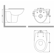 Унитаз подвесной RJ FLIP Rimless slow-closing полипропиленовое сиденье с мет.крепл. 