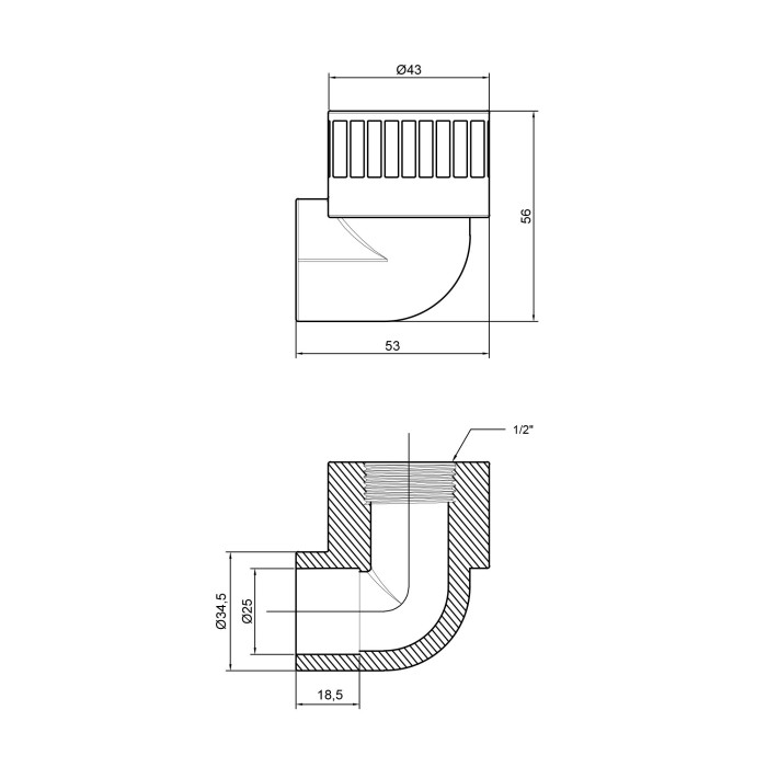 Уголок из полипропилена Thermo Alliance 25х1/2" ВР