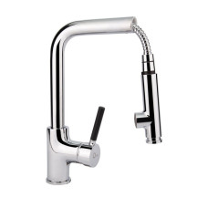 Змішувач для кухні Q-TAP Inspai  QTINSCRM013F d-35,з висувним виливом,хром/чорний