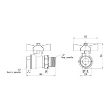 Кран шаровой "Американка" SD Plus прямой 1/2" ВН SD221W15