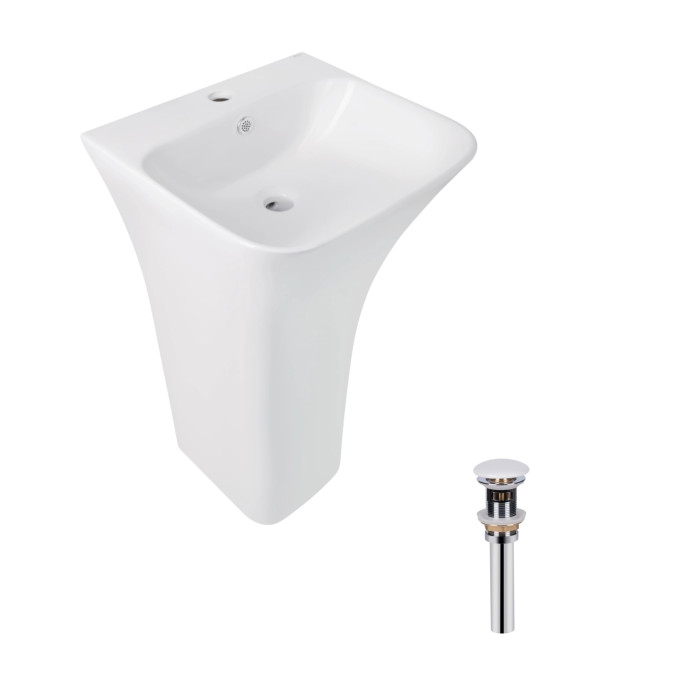 Комплект Qtap Crow: Раковина напольная моноблок 445x420x840 мм White + Донный клапан PU02O