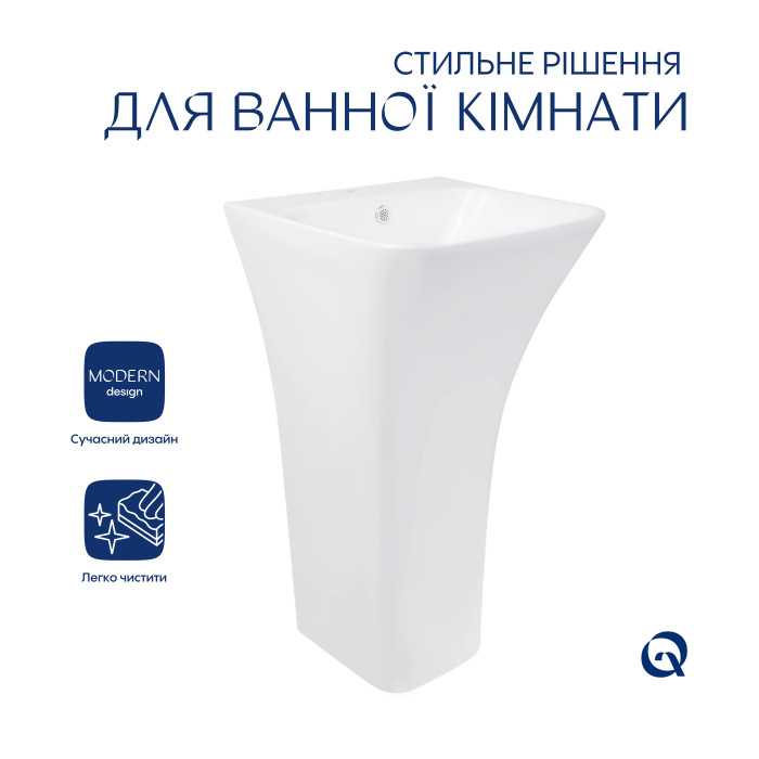 Комплект Qtap Crow: Раковина напольная моноблок 445x420x840 мм White + Донный клапан PU02O