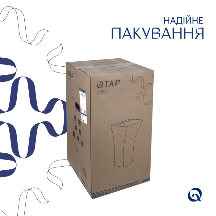 Комплект Qtap Crow: Раковина напольная моноблок 445x420x840 мм White + Донный клапан PU02O