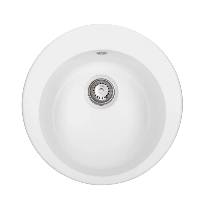 Мойка GRANADO VITORIA 506x506x210 круглая white + сифон
