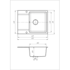 Мойка Solid Optima 650х510х200 прямоугольная Песочный + сифон