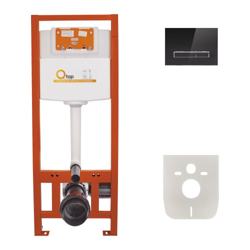 Инсталяция подвесного унитаза Qtap Nest ST кнопка QT0133M425V1107GB Glass Black черная