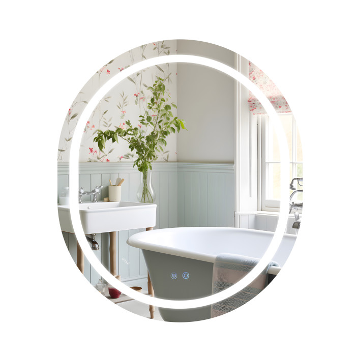 Зеркало Qtap Gemini 800х700 с LED-подсветкой Touch, с антизапотеванием, с диммером, регулятор температуры  цвета (3000-6500K) Reverse QT2578R8070