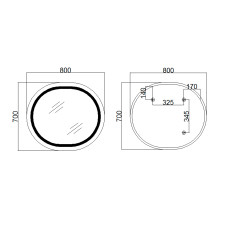 Зеркало Qtap Gemini 800х700 с LED-подсветкой Touch, с антизапотеванием, с диммером, регулятор температуры  цвета (3000-6500K) Reverse QT2578R8070