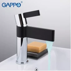 Змішувач для умивальника GAPPO G1081, чорний/хром