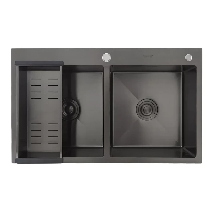 Кухонна мийка GAPPO GS8350-6 накладна 830x500 мм, нержавіюча сталь, поверхня PVD