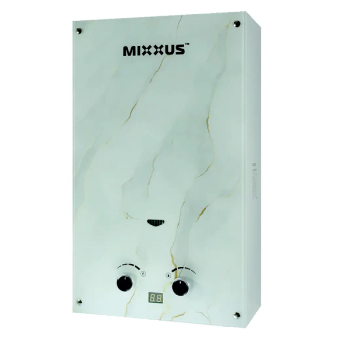 Колонка MIXXUS GWH-0510 BASIC дымоходная стекло c рисуноком (мрамор)