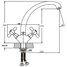 Смеситель для кухни 2-х ручк. HAIBA DOMINOX (Chr-273 (HB0084)