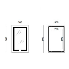 Дзеркало Lidz Kubis 500х800 з LED-підсвічуванням Touch, з антизапітнінням, з диммером,з регулюванням яркости LD78LF9365080