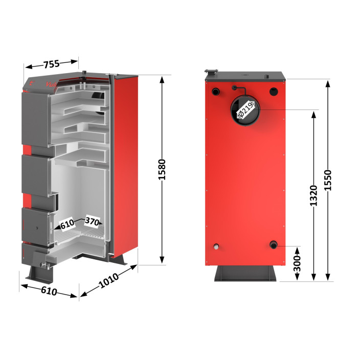 Котел твердотопливный стальной Thermo Alliance Vulcan V 4.0 SF 40