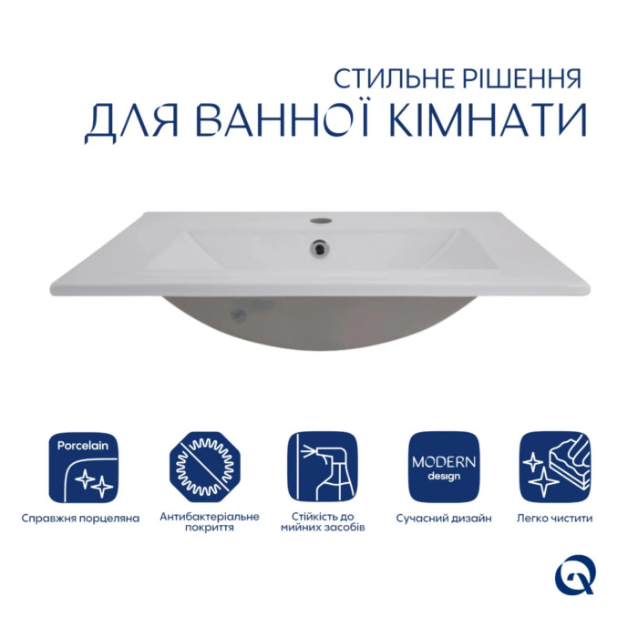 Комплект Albatross: Раковина врезная меблева 620x460x180 мм, White, прямоугольная + Донный клапан Pop-up PU02O