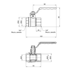 Кран шаровой SD Plus 3/4" ВР для воды (рычаг) SD600NW20PN40
