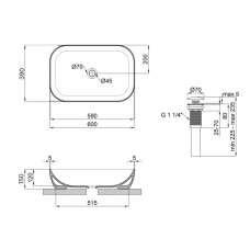 Комплект Qtap Robin: Раковина накладная прямоугольная 600x390x150 мм White + Донный клапан PU02