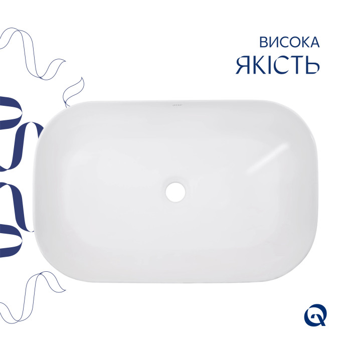 Комплект Qtap Robin: Раковина накладная прямоугольная 600x390x150 мм White + Донный клапан PU02
