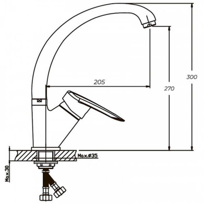 Змішувач для кухні хромований з латуні HAIBA DISK гайка chr-777 (nut)(HB0059)
