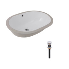Комплект Qtap Stork: Раковина врезная овальная 570x390x210 мм White + Донный клапан PU02O