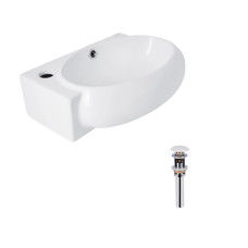 Комплект Qtap Leo: Раковина подвесная овальная левая 430x285x160 мм White + Донный клапан PU02O