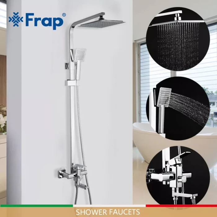 Душева система Frap F2420, поворотний вилив, лійка 1 режим, хром