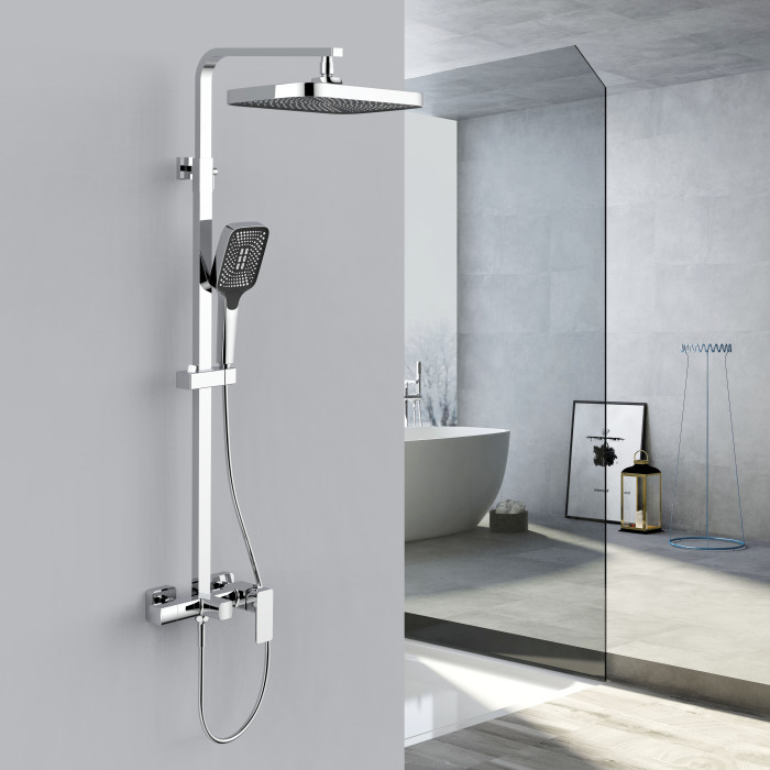 Душевая система для кабины Qtap Capricorn на три потребителя (с изливом) 53103KNC Chrome