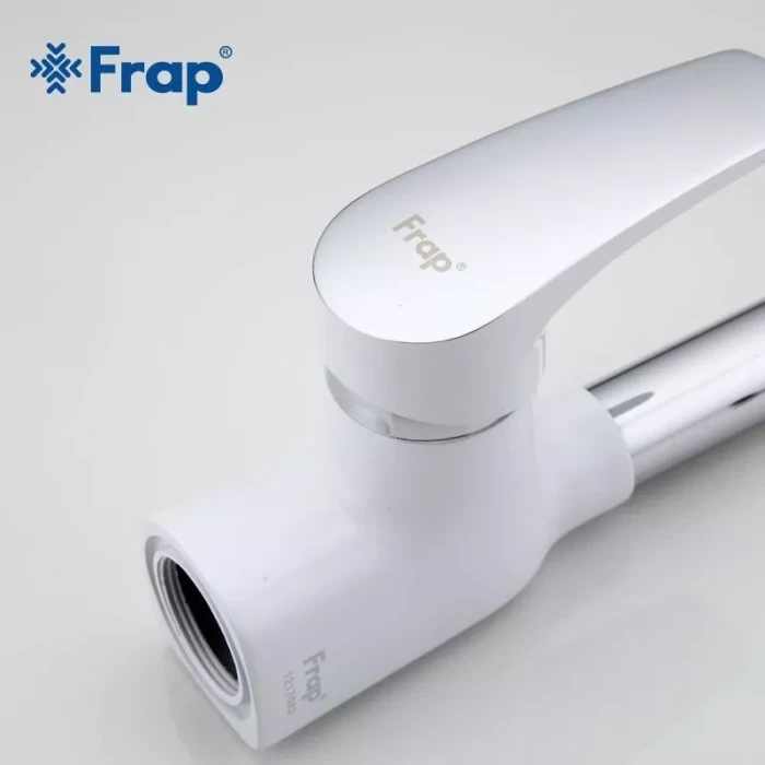 Змішувач для кухні Frap F4453-03 з гнучким виливом, білий/хром