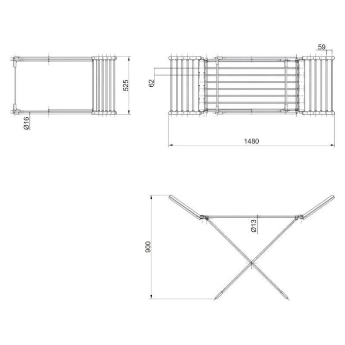 Сушилка для белья электр. ZERIX Comfort 220W, 220-240V раскл.серебро Сушилка для белья электр. ZERIX Comfort 220W, 220-240V раскл.серебро