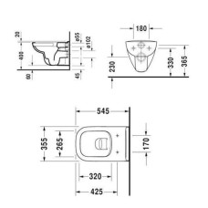  Унітаз підвісний DURAVIT D-CODE Rimless 45700900A1 в комплекті з сидінням дюропласт Soft-close