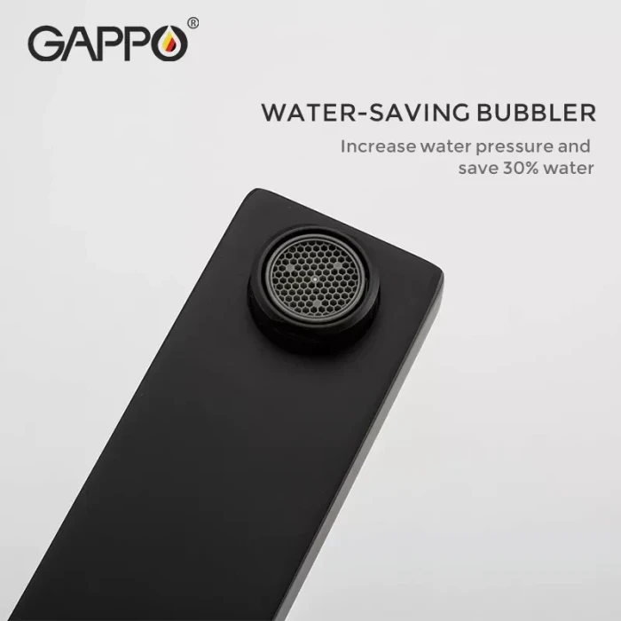Душова система GAPPO G2417-6, вилив - перемикач на лійку, чорний