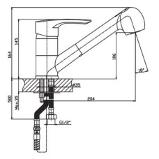 Змішувач для кухні з витяжною лійкою хромований з латуні HAIBA HANSBERG Chr-014 HB0208