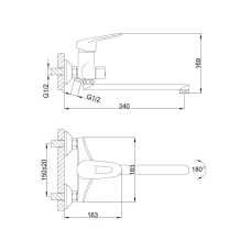 Змішувач для ванни Frap F22007, хром