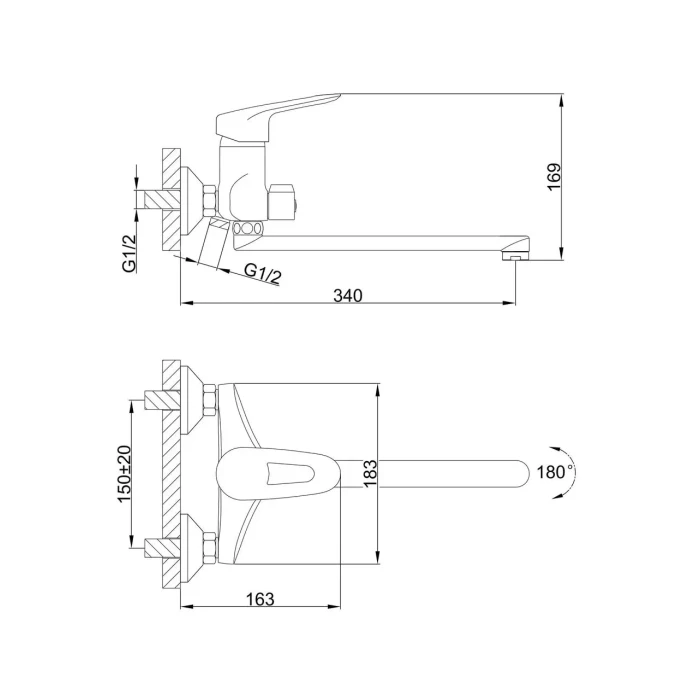Змішувач для ванни Frap F22007, хром