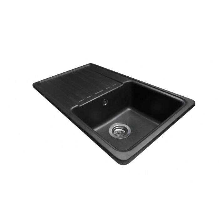 Мийка MIRAGGIO VERSAL 462x758x201 прямокутна black + сифон