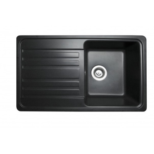 Мийка MIRAGGIO VERSAL 462x758x201 прямокутна black + сифон