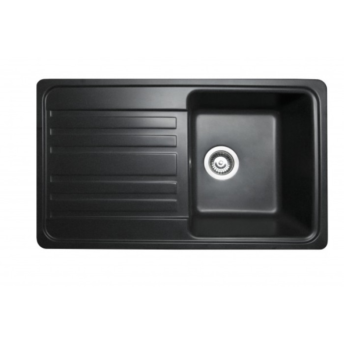 Мийка MIRAGGIO VERSAL 462x758x201 прямокутна black + сифон