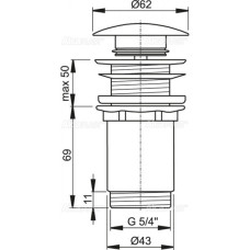 A395 донний клапан 1 1/4" без переливу Chrome  Alca