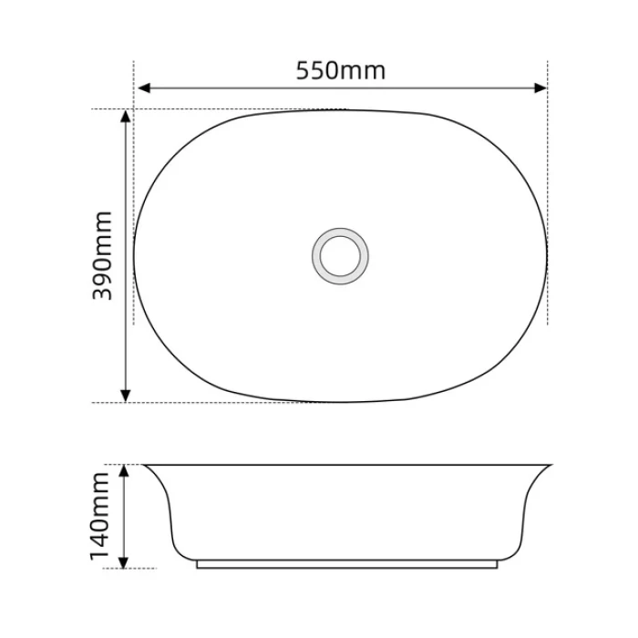 Умывальник накладной овальный 550х390х140 MIXXUS PREMIUM ELLIPSE-0103 керамический