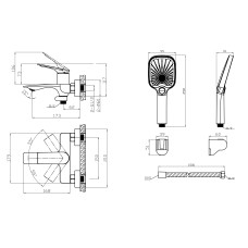 Смеситель для ванны Qtap Vlasta New (c душевым гарнитуром) QTVLA259GMB45643 Gunmetal Black PVD