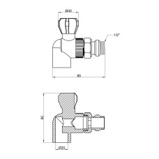 Кран шаровой Радиаторный  из полипропилена Thermo Alliance 20х1/2" угловой