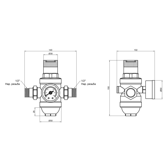 Фильтр самопромывной SD Forte 1/2" с редуктором SF128W15