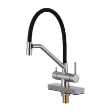 G4098-5 кухня одноваж. вис. вилив+ ВОДОСПАД  латунь гайка карт.90  Ø35 (сатин){8} {8/1}