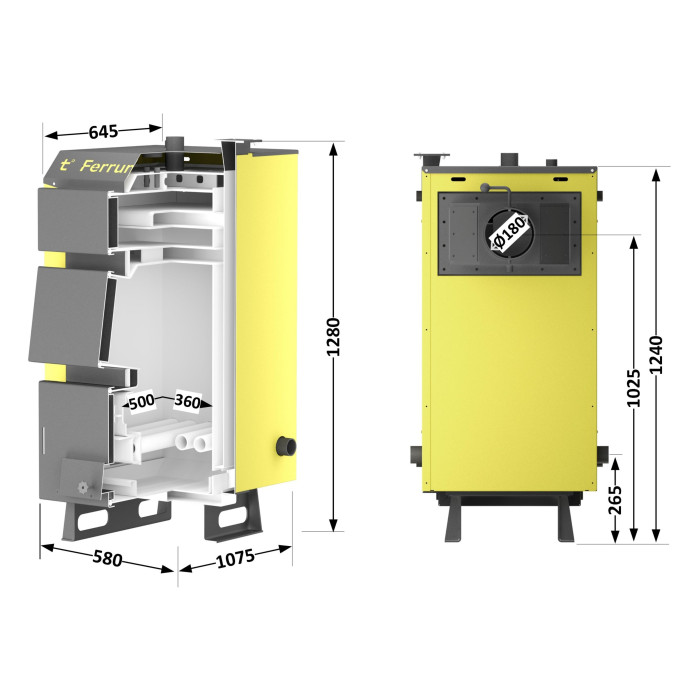 Котел твердотопливный стальной Thermo Alliance Ferrum W V 5.0 FW 26