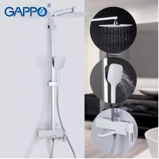 Душова система GAPPO G2417-8, вилив - перемикач на лійку, білий/хром