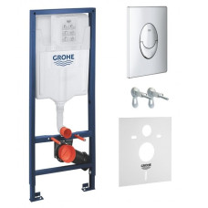 Инсталляция для подвесного унитаза Grohe Rapid SL 4 в 1 кнопка с двойным сливом, с прокладкой 38721001+37131000